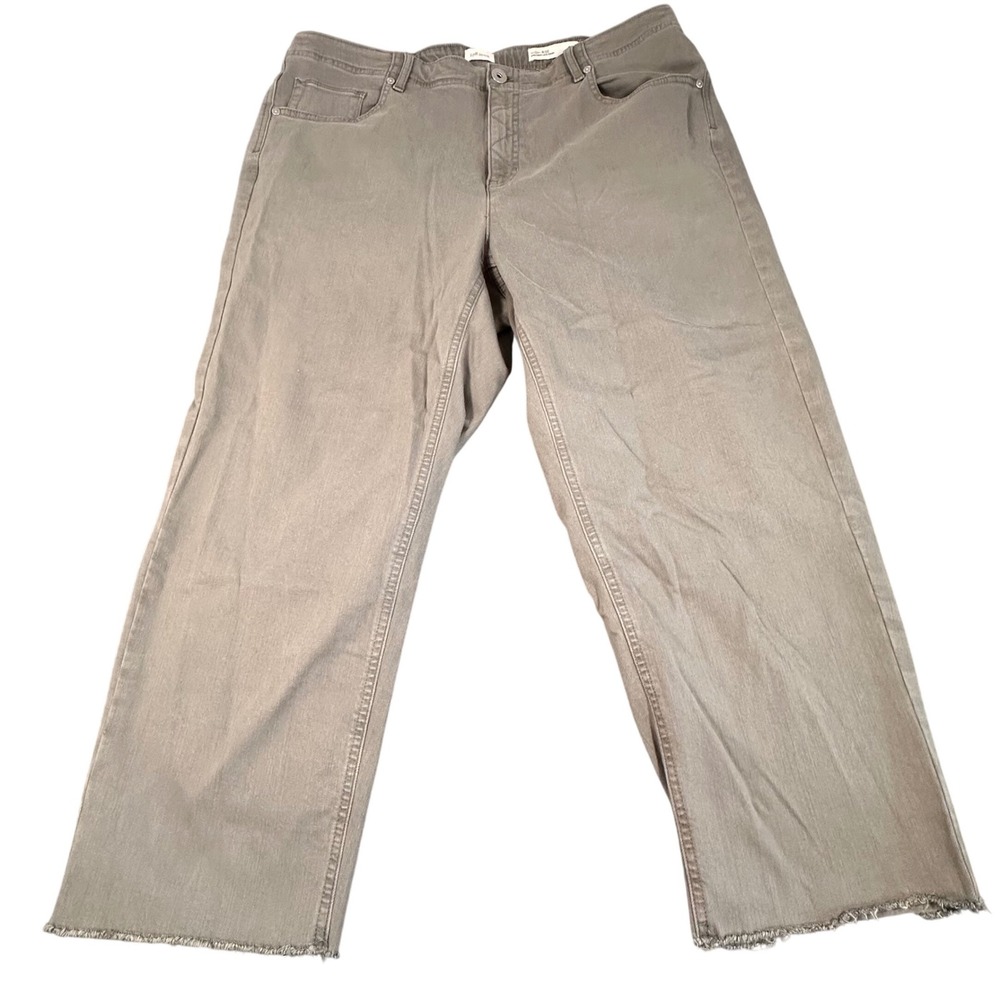 J. Jill Denim High Rise Straight Leg Crop Jeans Gray Sage Raw Hem‎ Womens 18R